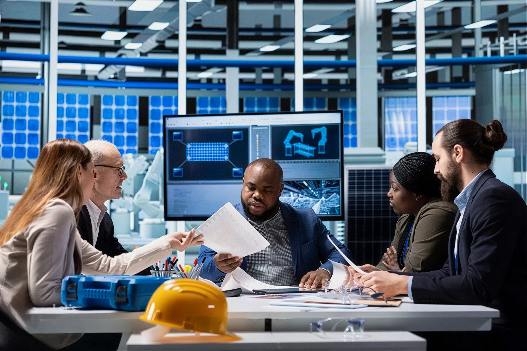 Engineering and business professionals reviewing technical hiring needs